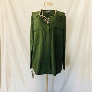 NWT - GO Silk Long Sleeve Blouse
